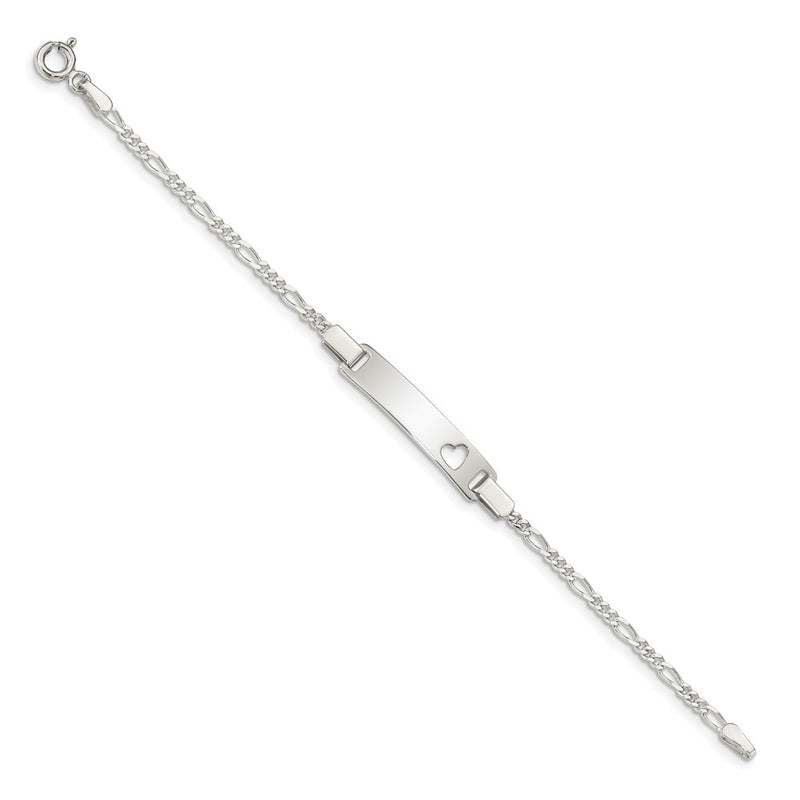 6 Inch Sterling Silver Baby Id With Cut-Out Heart Bracelet