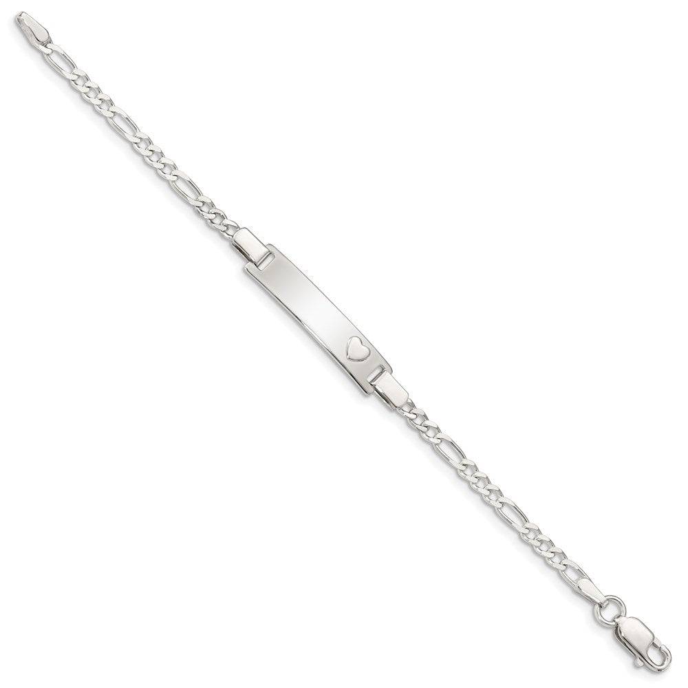 6 Inch Sterling Silver Baby Id With Heart Bracelet