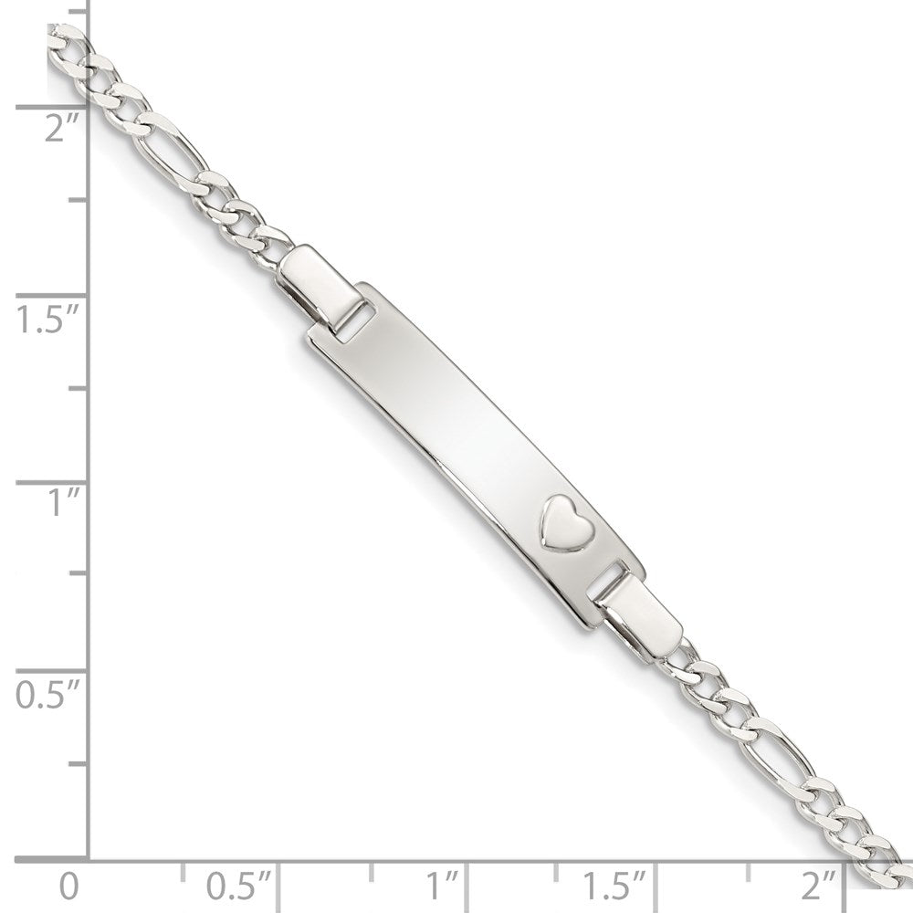 6 Inch Sterling Silver Baby Id With Heart Bracelet