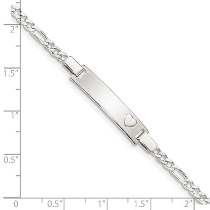 6 Inch Sterling Silver Baby Id With Heart Bracelet
