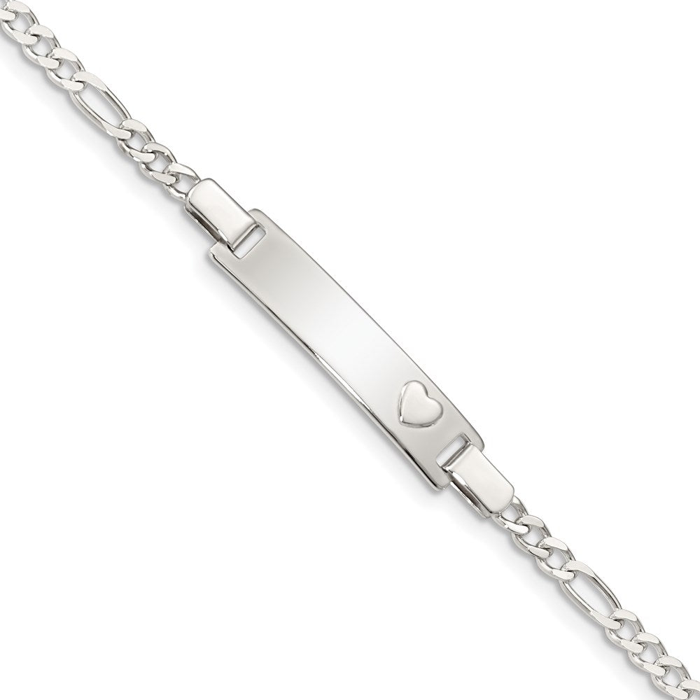 6 Inch Sterling Silver Baby Id With Heart Bracelet