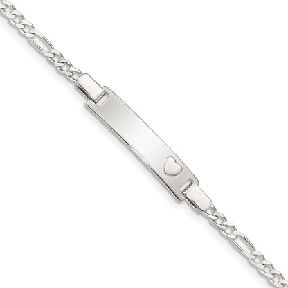 6 Inch Sterling Silver Baby Id With Heart Bracelet