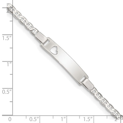 6 Inch Sterling Silver Baby Id With Cut-Out Heart Bracelet