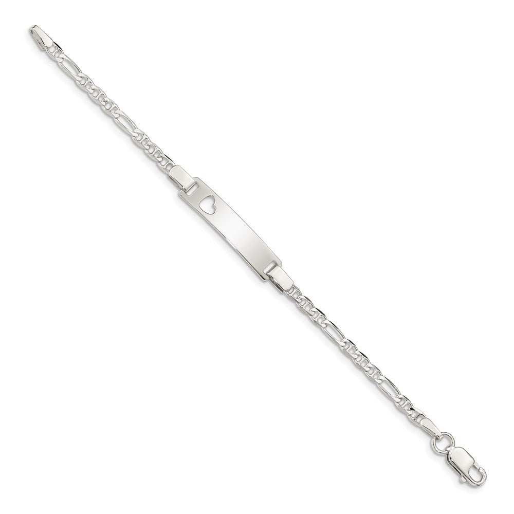 6 Inch Sterling Silver Baby Id With Cut-Out Heart Bracelet
