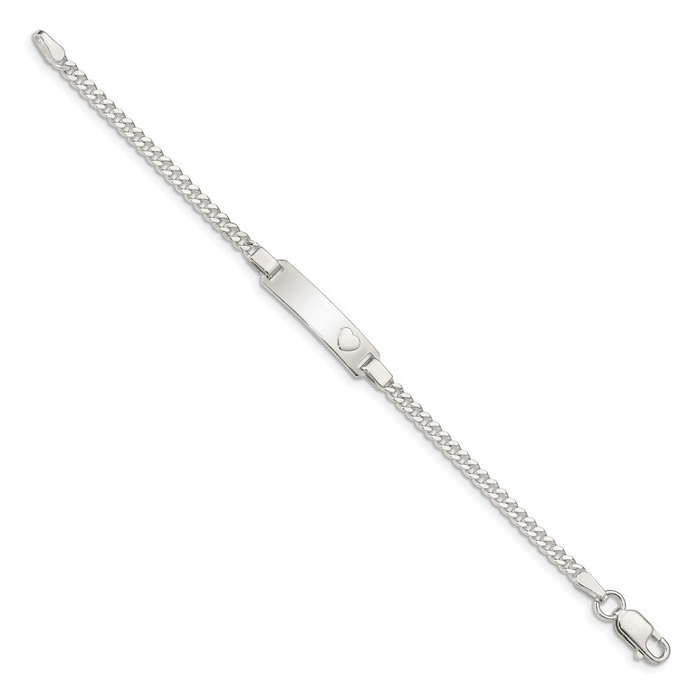 6 Inch Sterling Silver Baby Id With Heart Bracelet