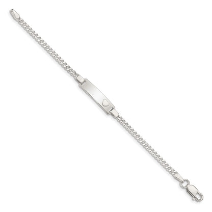 6 Inch Sterling Silver Baby Id With Heart Bracelet