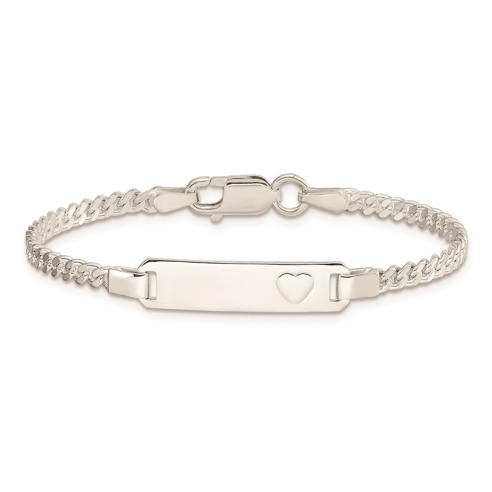 6 Inch Sterling Silver Baby Id With Heart Bracelet