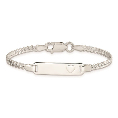 6 Inch Sterling Silver Baby Id With Heart Bracelet