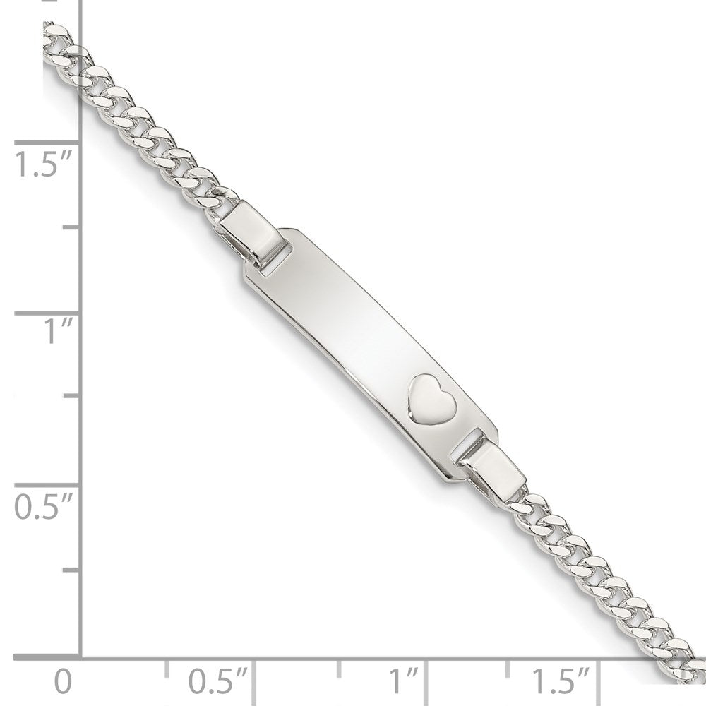 6 Inch Sterling Silver Baby Id With Heart Bracelet