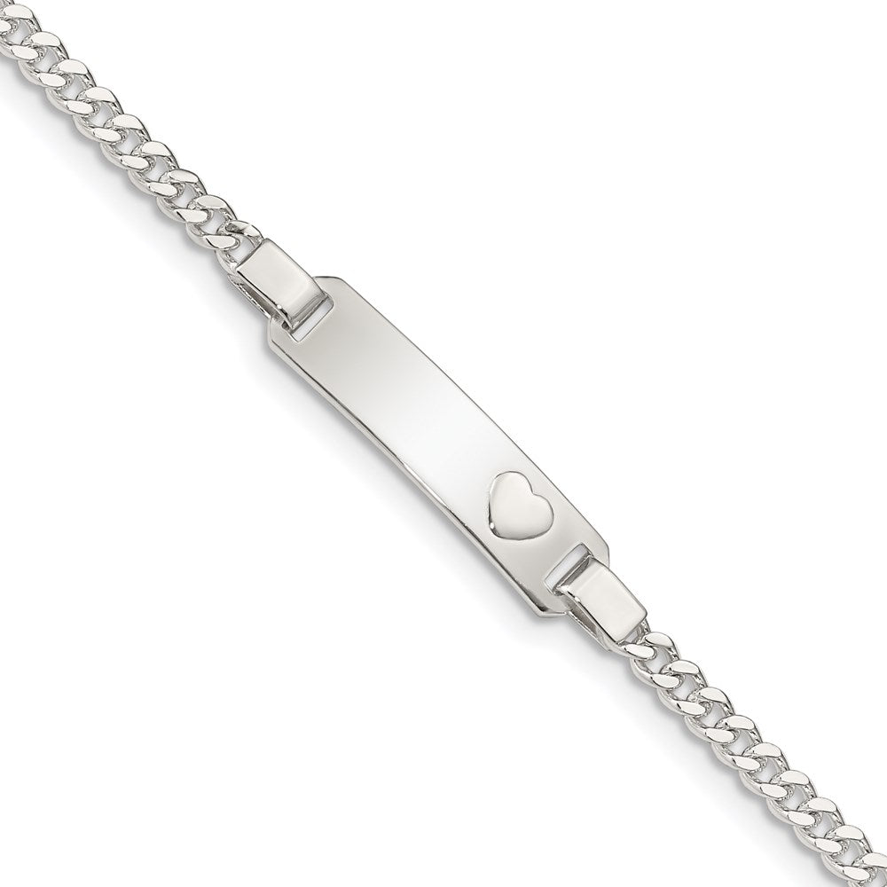 6 Inch Sterling Silver Baby Id With Heart Bracelet