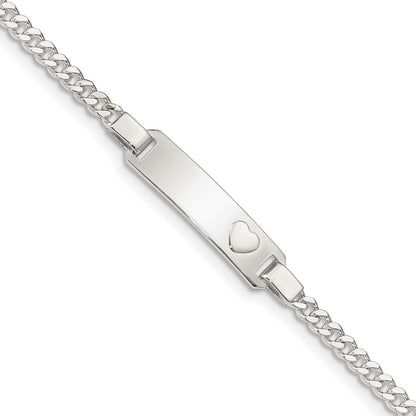 6 Inch Sterling Silver Baby Id With Heart Bracelet