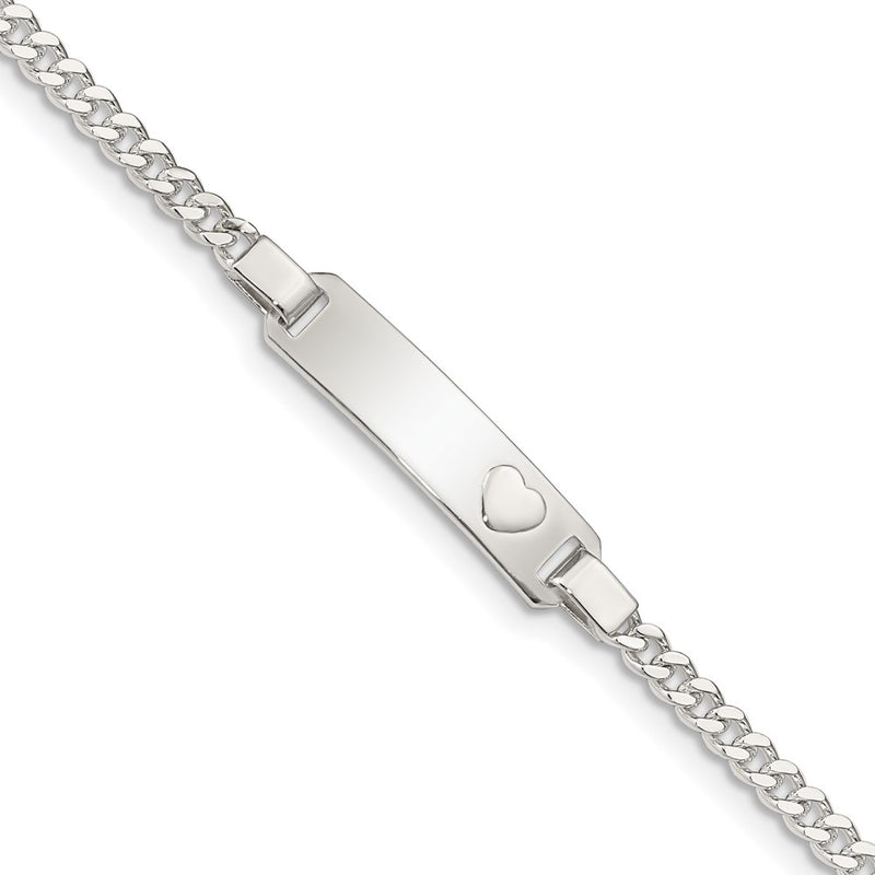 6 Inch Sterling Silver Baby Id With Heart Bracelet
