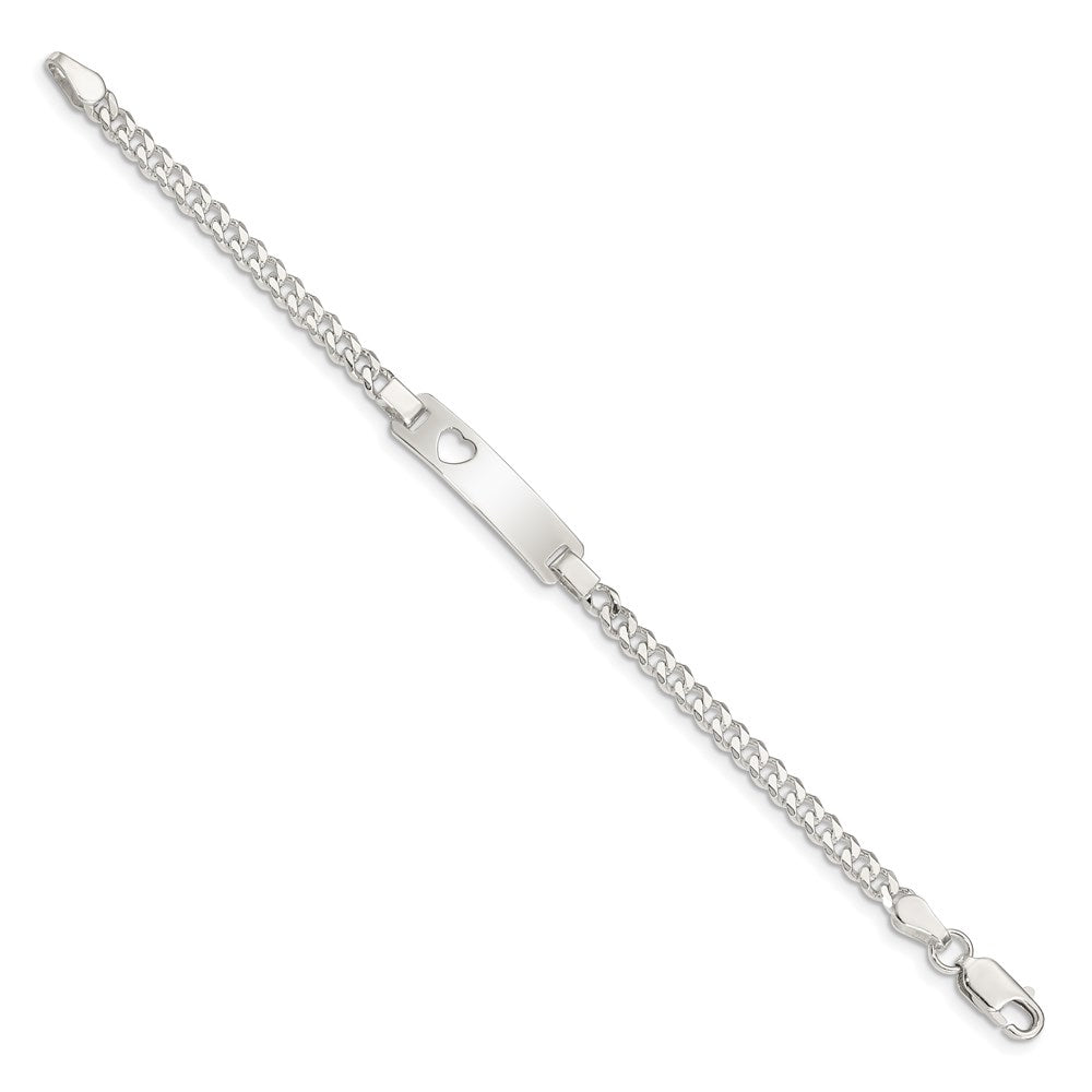 6 Inch Sterling Silver Baby Id With Cut-Out Heart Bracelet