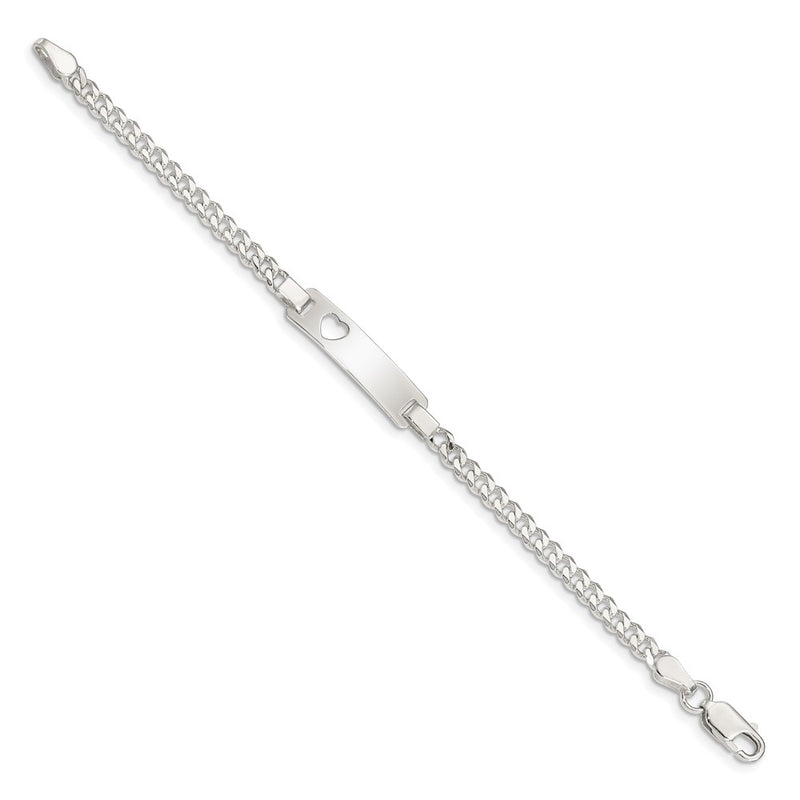6 Inch Sterling Silver Baby Id With Cut-Out Heart Bracelet