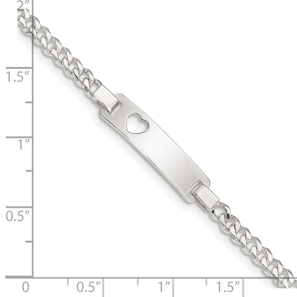 6 Inch Sterling Silver Baby Id With Cut-Out Heart Bracelet