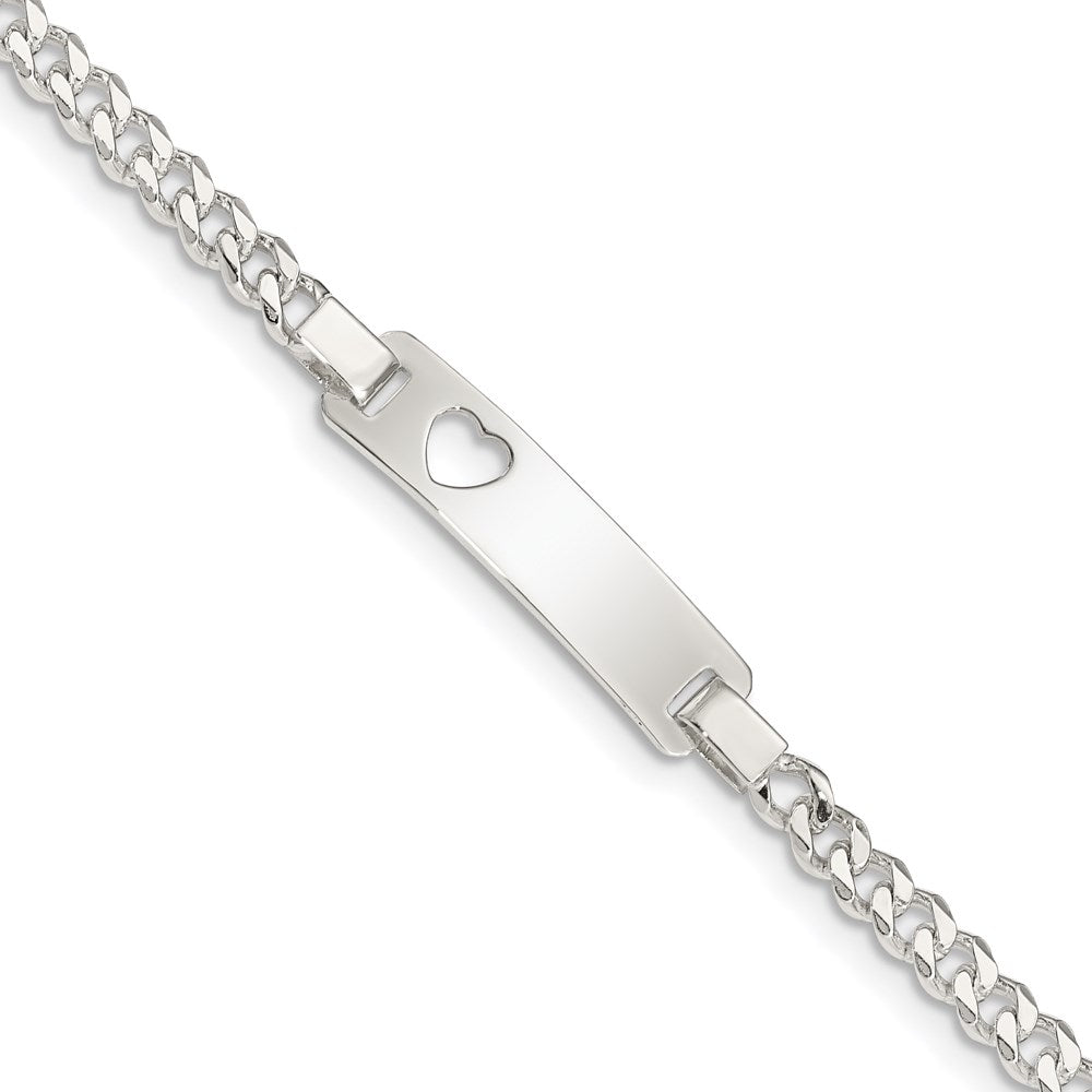 6 Inch Sterling Silver Baby Id With Cut-Out Heart Bracelet