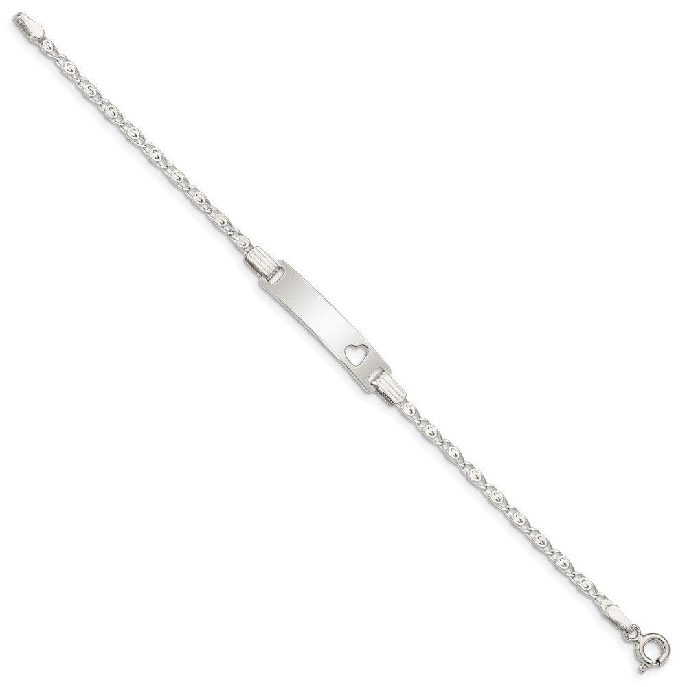 6 Inch Sterling Silver Baby Id With Cut-Out Heart Bracelet