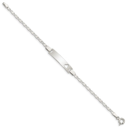 6 Inch Sterling Silver Baby Id With Cut-Out Heart Bracelet