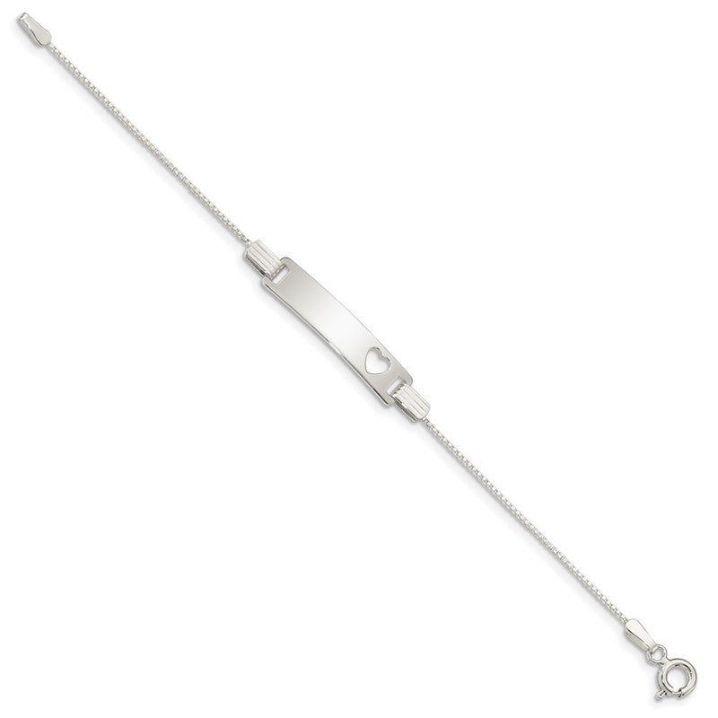 5.5 Inch Sterling Silver Baby Id With Cut-Out Heart Bracelet
