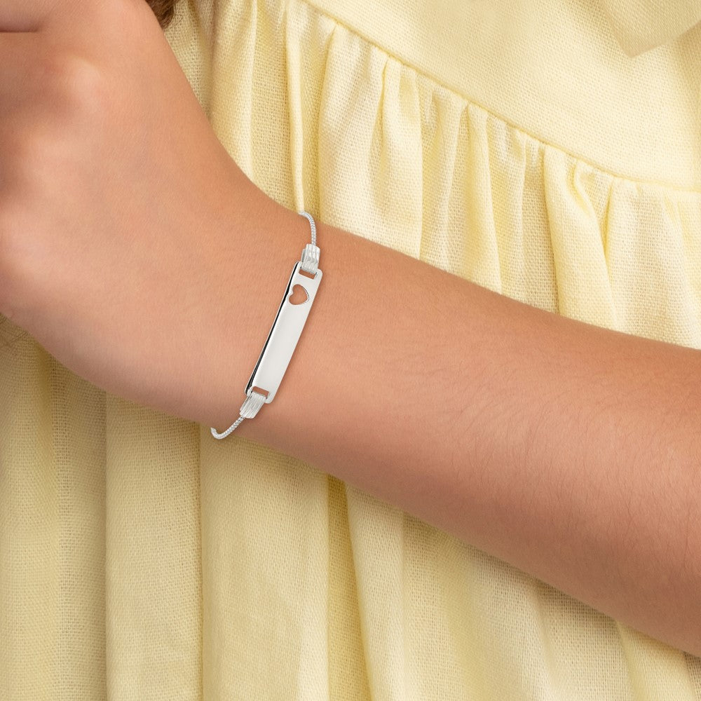 5.5 Inch Sterling Silver Baby Id With Cut-Out Heart Bracelet
