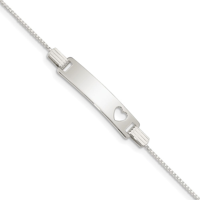 5.5 Inch Sterling Silver Baby Id With Cut-Out Heart Bracelet