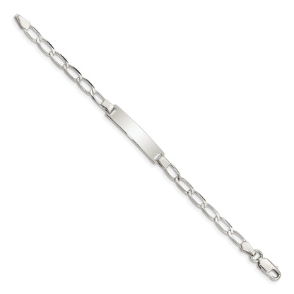 6 Inch Sterling Silver 6Inch Polished Engraveable Childrens Id Bracelet