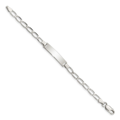5.5 Inch Sterling Silver Polished Engraveable Childrens Id Bracelet