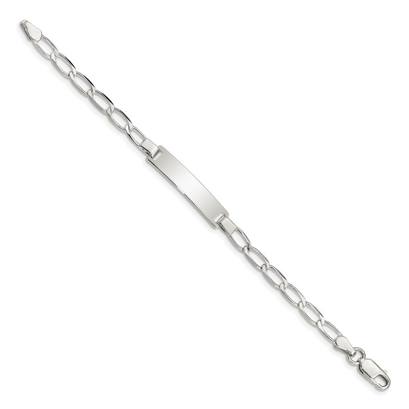 5.5 Inch Sterling Silver Polished Engraveable Childrens Id Bracelet
