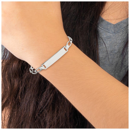6 Inch Sterling Silver 6Inch Polished Engraveable Childrens Id Bracelet