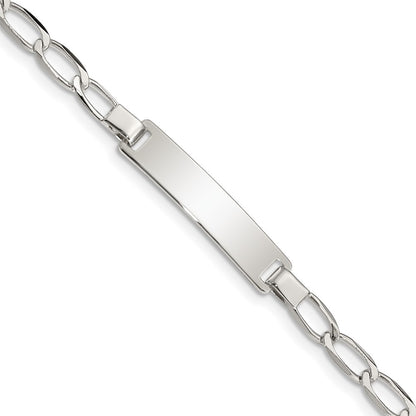 5.5 Inch Sterling Silver Polished Engraveable Childrens Id Bracelet