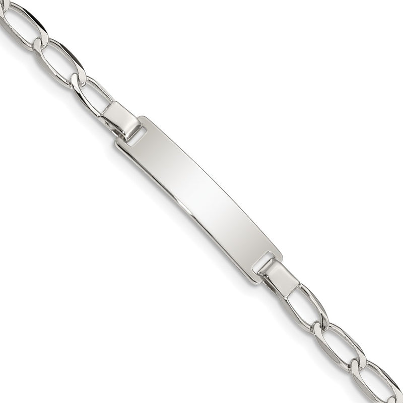 5.5 Inch Sterling Silver Polished Engraveable Childrens Id Bracelet