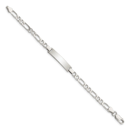 6 Inch Sterling Silver Engraveable Childrens Id On Figaro Link Bracelet