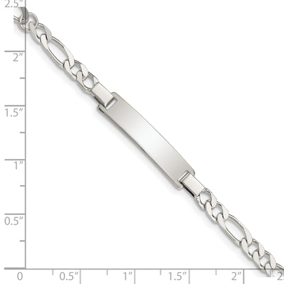 6 Inch Sterling Silver Engraveable Childrens Id On Figaro Link Bracelet