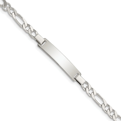 6 Inch Sterling Silver Engraveable Childrens Id On Figaro Link Bracelet