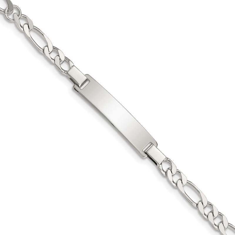 6 Inch Sterling Silver Engraveable Childrens Id On Figaro Link Bracelet