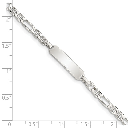5 Inch Sterling Silver Childrens Id Anchor 5In Plus 1In Ext Link Bracelet