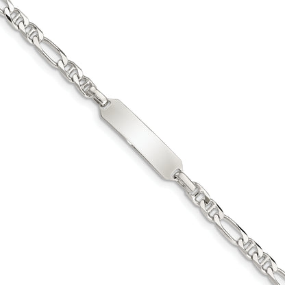 5 Inch Sterling Silver Childrens Id Anchor 5In Plus 1In Ext Link Bracelet
