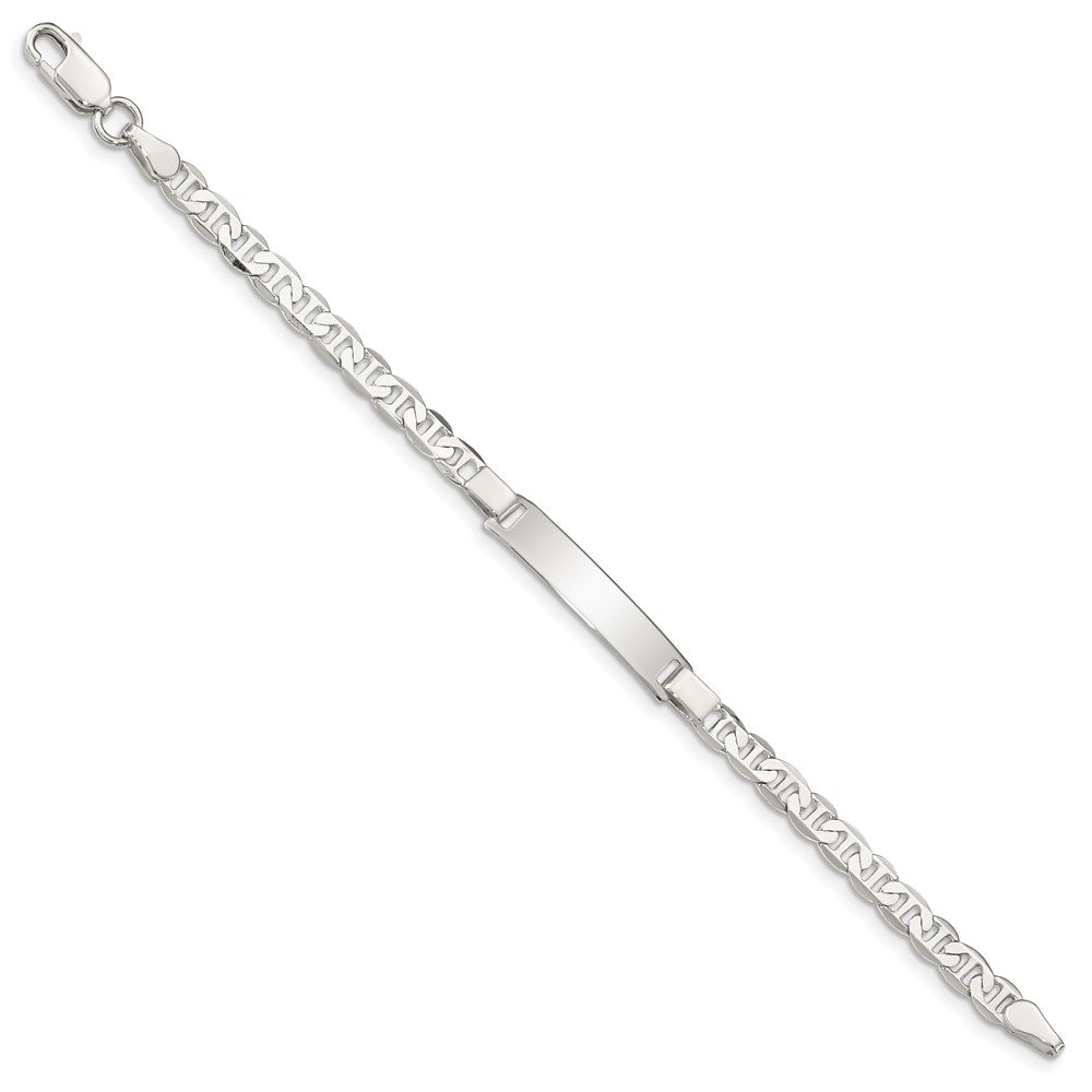 6 Inch Sterling Silver Engraveable Childrens Id Anchor Link Bracelet