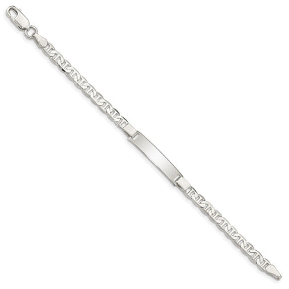 6 Inch Sterling Silver Engraveable Childrens Id Anchor Link Bracelet