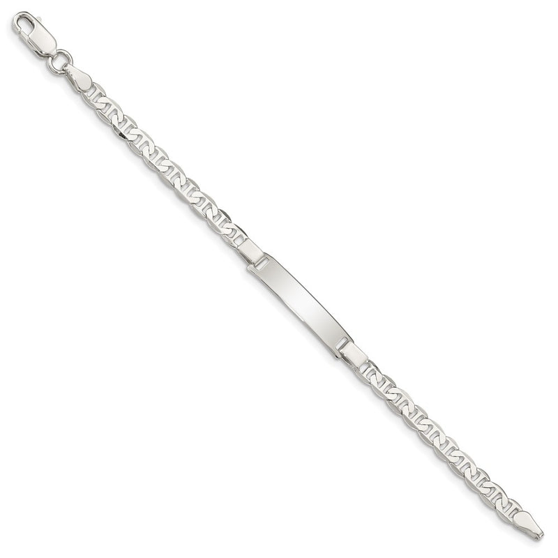 6 Inch Sterling Silver Engraveable Childrens Id Anchor Link Bracelet