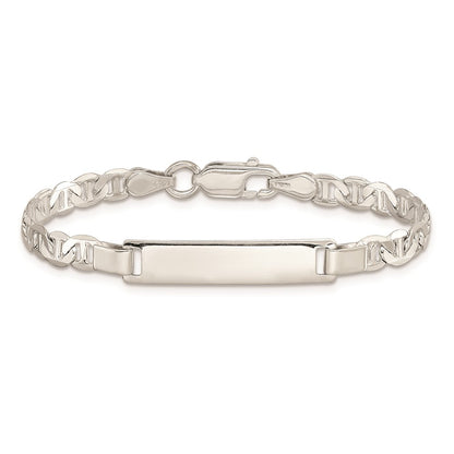 6 Inch Sterling Silver Engraveable Childrens Id Anchor Link Bracelet