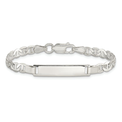 6 Inch Sterling Silver Engraveable Childrens Id Anchor Link Bracelet