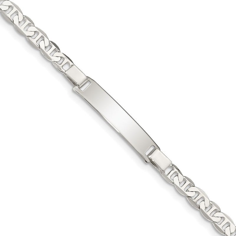 6 Inch Sterling Silver Engraveable Childrens Id Anchor Link Bracelet