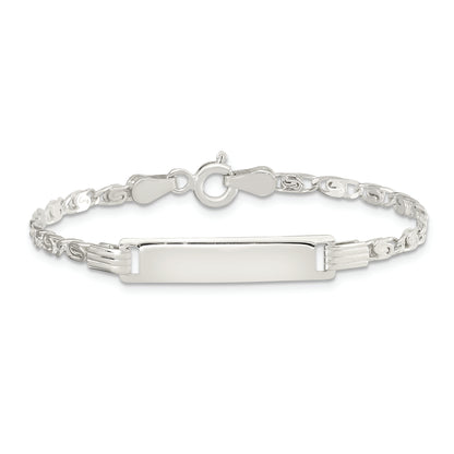 5.5 Inch Sterling Silver Polished Engraveable Childrens Id Bracelet