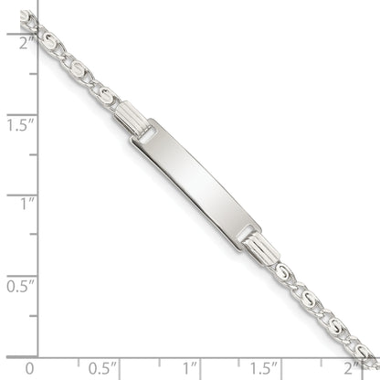 5.5 Inch Sterling Silver Polished Engraveable Childrens Id Bracelet