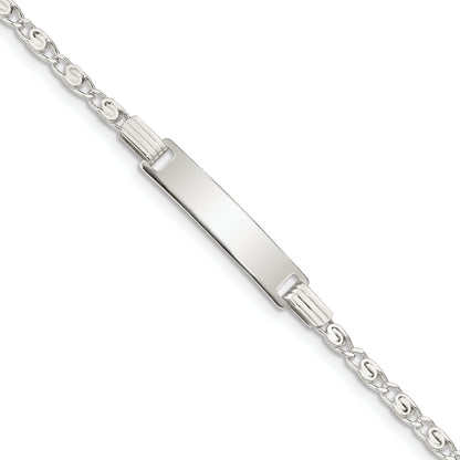5.5 Inch Sterling Silver Polished Engraveable Childrens Id Bracelet