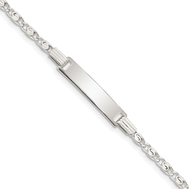 5.5 Inch Sterling Silver Polished Engraveable Childrens Id Bracelet