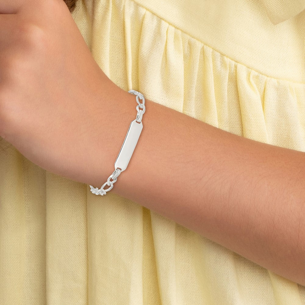 6 Inch Sterling Silver 6Inch Polished Engraveable Childrens Id Bracelet