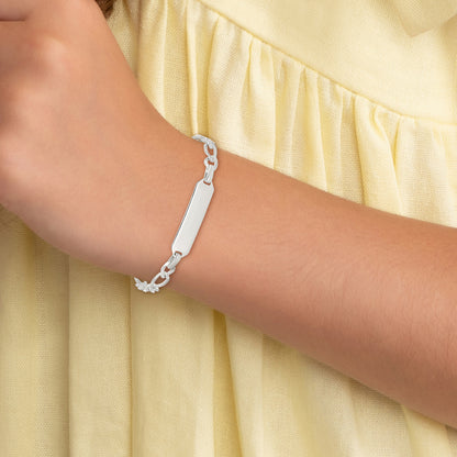 6 Inch Sterling Silver 6Inch Polished Engraveable Childrens Id Bracelet