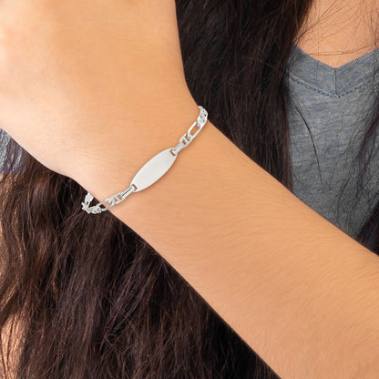 5 Inch Sterling Silver Polished Engraveable 5In Plus 1In Ext Childrens Id Bracelet